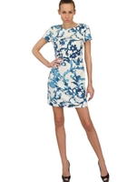 MOSCHINO CHEAP&CHIC - BEDRUCKTES CADYKLEID - WEISS/BLAU