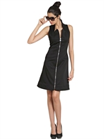 KARL LAGERFELD PARIS - SATIN-BAUMWOLL-STRETCH-KLEID - SCHWARZ