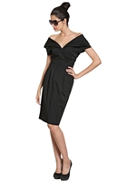 KARL LAGERFELD PARIS - SATIN-BAUMWOLL-STRETCH-KLEID - SCHWARZ