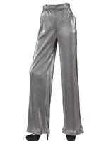 KARL LAGERFELD PARIS - WIDE LEG TECHNO INTERLOCK METAL TROUSERS - SILVER