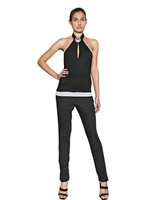 KARL LAGERFELD PARIS - LEICHTES JERSEY-MODALFASER-TOP - SCHWARZ/SILBER