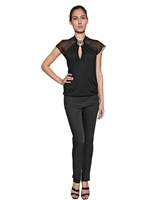 KARL LAGERFELD PARIS - LEICHTES JERSEY-MODALFASER-TOP - SCHWARZ