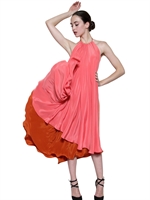 BARBARA CASASOLA - DRAPIERTES KLEID AUS CREPE DE CHINE & NACKENTRÄGER - KORALLE