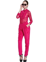 BARBARA CASASOLA - SILK CREPE CADY AND SILK GEORGETTE SHIRT - FUCHSIA