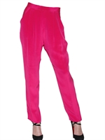 BARBARA CASASOLA - SILK CREPE CADY TROUSERS - FUCHSIA