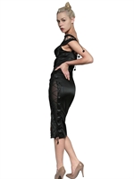 MURMUR - KLEID AUS SPITZENMASCHEN STRETCH UND SATIN - SCHWARZ