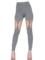 MURMUR - STRETCH JERSEY SUSPENDER LEGGINGS - GREY MELANGE