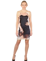 VENERA ARAPU - TROMPE L'OEIL BEDRUCKTES SEIDEN SATIN KLEID - SCHWARZ/WEIß
