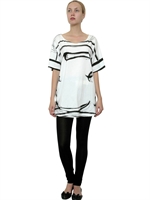 CATS BY TSUMORI CHISATO - STRIPED COTTON JERSEY OVERSIZED T-SHIRT - WHITE