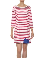 CATS BY TSUMORI CHISATO - GESTREIFTES KLEID AUS BAUMWOLLJERSEY - WEIß/ROT
