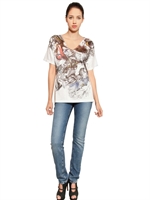 MCQ ALEXANDER MCQUEEN - FLOWER PRINT COTTON JERSEY T-SHIRT - WHITE