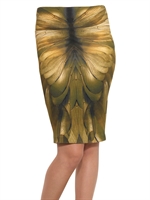 MCQ ALEXANDER MCQUEEN - WINK PRINT STRETCH VISCOSE JERSEY SKIRT - YELLOW