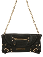 PIERRE BALMAIN - POCHETTE IN PELLE CON BORCHIE - NERO