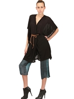 MINIMARKET - KLEID AUS VISKOKREPP UND JERSEY MIT GÜRTEL - SCHWARZ