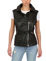 PELECHECOCO - RECYCLED LEATHER BIKER VEST - BLACK