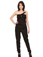 WACKERHAUS - STRETCH COTTON POPLIN JUMPSUIT - BLACK