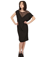 WACKERHAUS - KLEID AUS SEIDENSATIN MIT SPITZE - SCHWARZ