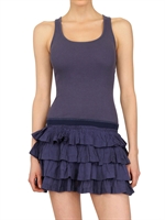 SUPERDRY - GEKRÄUSELTES GERIPPTES BAUMWOLL KLEID - NAVYBLAU