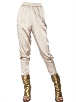 A.F.VANDEVORST - STRETCH SILK SATIN TROUSERS - GOLD