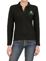 DYNAMO CAMP - LONG SLEEVED STRETCH COTTON PIQUE POLO - BLACK