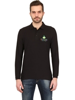DYNAMO CAMP - LONG SLEEVED COTTON PIQUE POLO SHIRT - BLACK