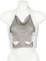 FANNIE SCHIAVONI - MESH AND PVC BUSTIER - SILVER/CLEAR