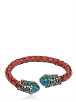 MCL MATTHEW CAMPBELL LAURENZA - FLEXIBLES ARMBAND MIT BUNTEN SAPHIREN - BROWN/AQUA