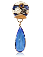 SONIA BOYAJIAN - GYPSY ZIRCON AND GOLD PLATED PIN - BLUE/WHITE