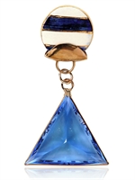 SONIA BOYAJIAN - GYPSY TRIANGLE GOLD PLATED & ZIRCON PIN - BLUE/WHITE