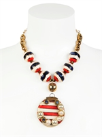SONIA BOYAJIAN - GYPSY SUNSET GOLD PLATED NECKLACE - BLUE/RED/WHITE