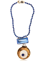 SONIA BOYAJIAN - GYPSY TARGET GOLD PLATED NECKLACE - BLUE