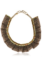 SETTANTA BIJOUX - EMBROIDERED LACE ON CANVAS NECKLACE - GREY