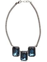 SANTO SPIRITO FIRENZE - ROCKS BRASS AND CRYSTAL NECKLACE - DARK BLUE
