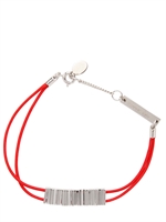 DIOR HOMME - BRASS METAL AND WAXED COTTON BRACELET - PALLADIUM/RED