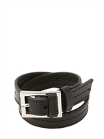 DIOR HOMME - DOUBLE WRAP LEATHER BRACELET - PALLADIUM/BLACK