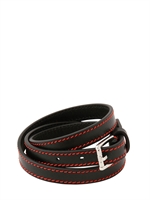 DIOR HOMME - TRIPLE WRAP LEATHER BRACELET - PALLADIUM/BLACK