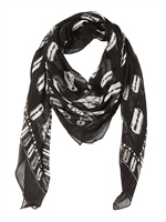 MCQ ALEXANDER MCQUEEN - VISKOSE GAZE SCHAL MIT RASIERKLINGENDRUCK - SCHWARZ