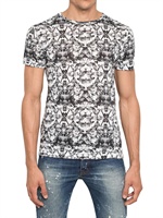 MCQ ALEXANDER MCQUEEN - GEBLEICHTES FLY DRUCK JERSEY T-SHIRT - SCHWARZ