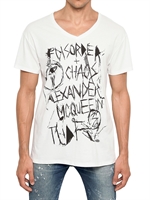 MCQ ALEXANDER MCQUEEN - GRAFFITI DRUCK JERSEY LOGO ABZEICHEN T-SHIRT - WEIß