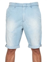 MCQ ALEXANDER MCQUEEN - SUMMER CHINO WASHED DENIM SHORTS - LIGHT BLUE