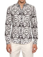MCQ ALEXANDER MCQUEEN - AUSGEBLEICHTES BAUMWOLL-POPELIN HEMD - SCHWARZ/WEIß
