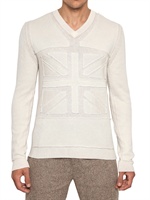 MCQ ALEXANDER MCQUEEN - MAGLIA IN COTONE E LANA BANDIERA UNION JACK - BIANCO