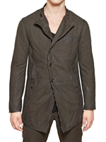 JOHN VARVATOS - WAXED SUEDE ASYMMETRIC JACKET - DARK GREEN