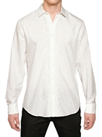 JOHN VARVATOS - RUFFLED EMBROIDERED COTTON POPLIN SHIRT - WHITE
