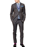 ETRO - ABITO DUE BOTTONI IN LANA CHECK - MARRONE/BLU