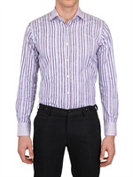 ETRO - GESTREIFTES PAISLEY JACQUARD HEMD AUS BAUMWOLLE - WEIß/LILA
