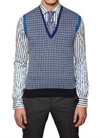 ETRO - COTTON JACQUARD CASHMERE KNIT VEST - BLUE