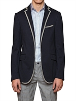 ETRO - BLAZER IN JERSEY DI COTONE E GROSGRAIN - BLU SCURO