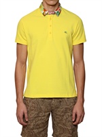 ETRO - POPLIN & COTTON PIQUET POLO SHIRT - YELLOW