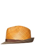 ETRO - GROSGRAIN BAND STRAW & COTTON HAT - BEIGE/YELLOW